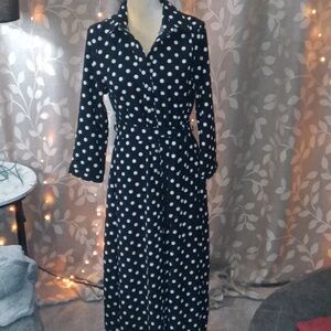 L.N.V. Medium Black and White Polka Dot Maxi Dress